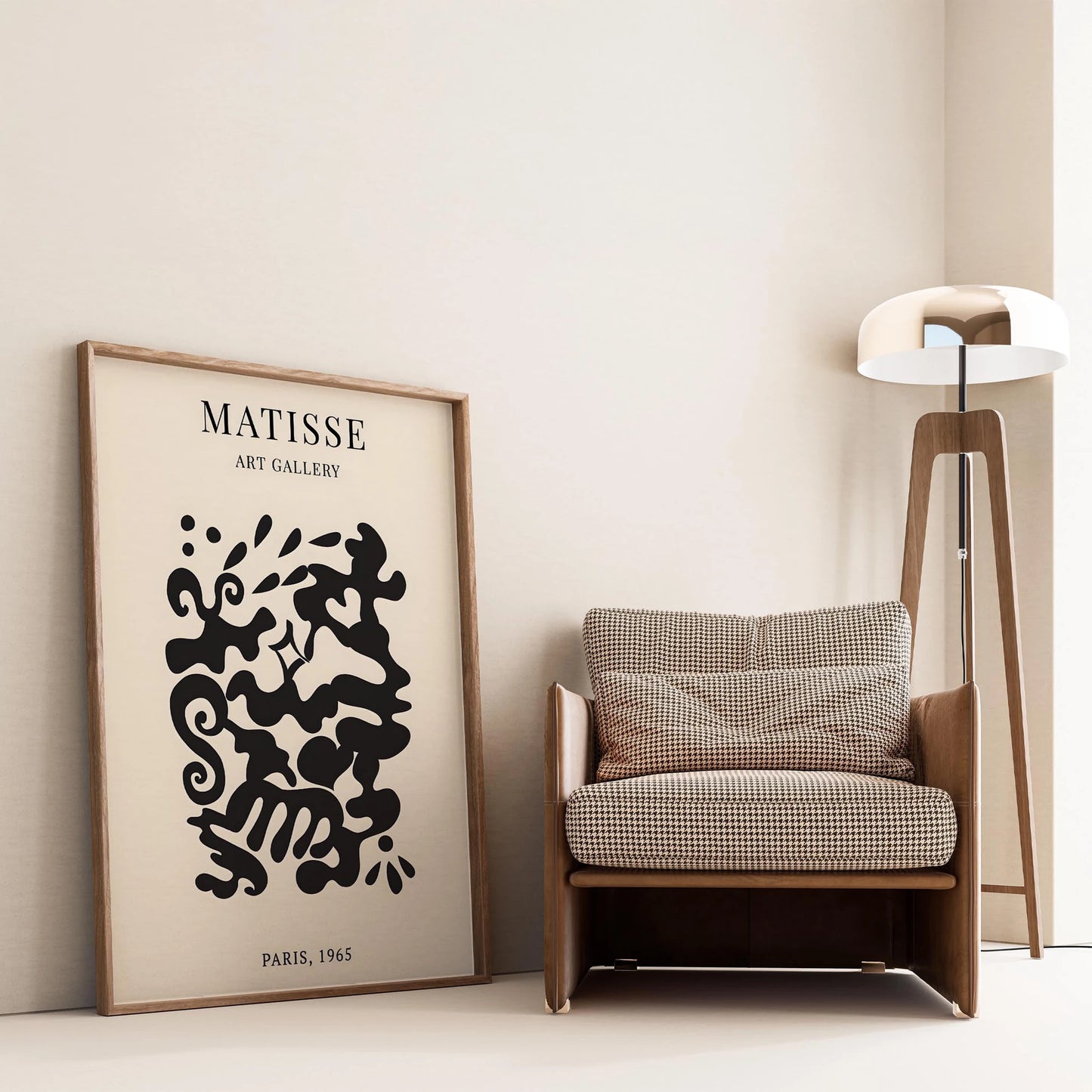 Matisse Kağıt Kesimleri Serisi Siyah Soyut Dal ve Çiçek Deseni I Duvar Tablosu