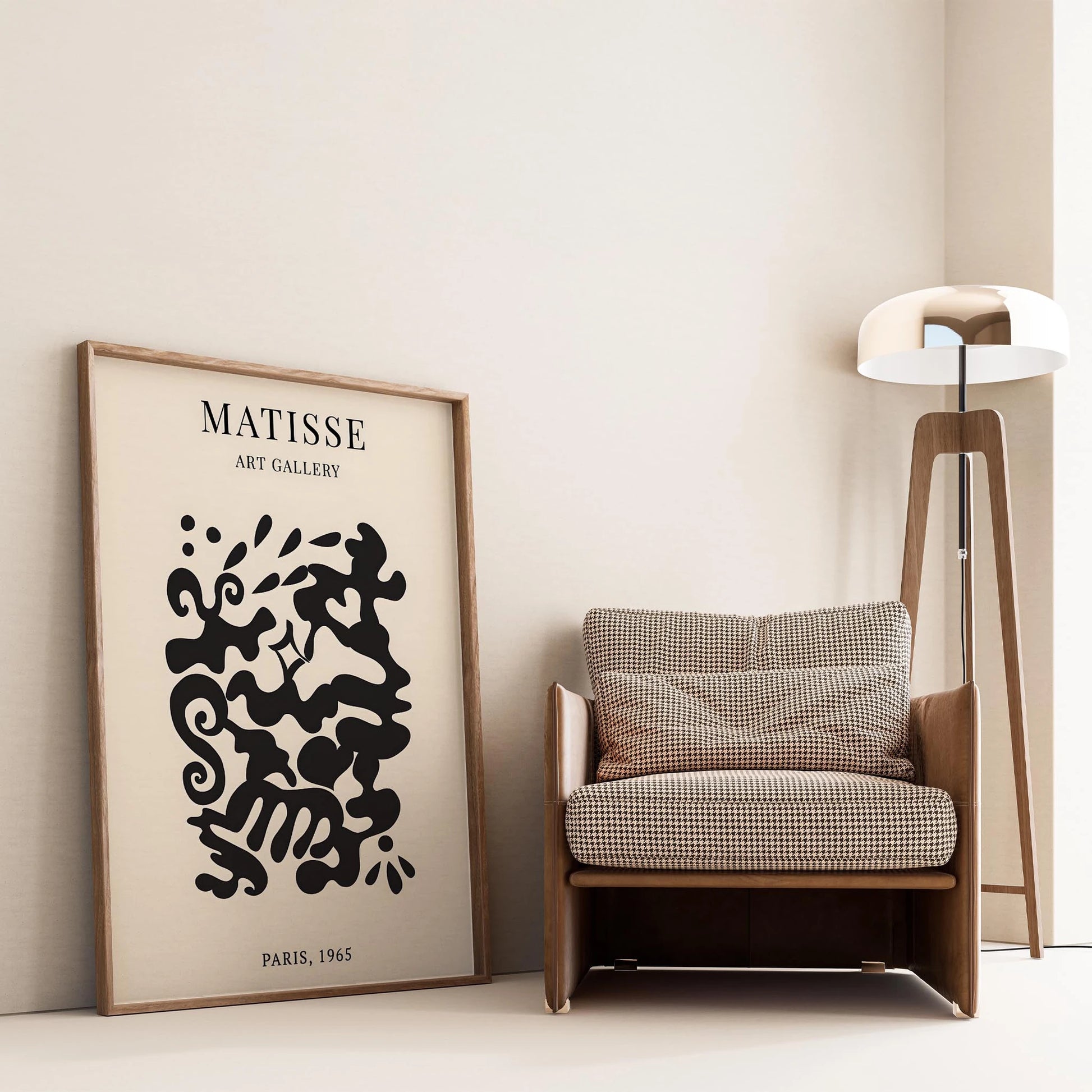 Matisse Kağıt Kesimleri Serisi Siyah Soyut Dal ve Çiçek Deseni I Duvar Tablosu