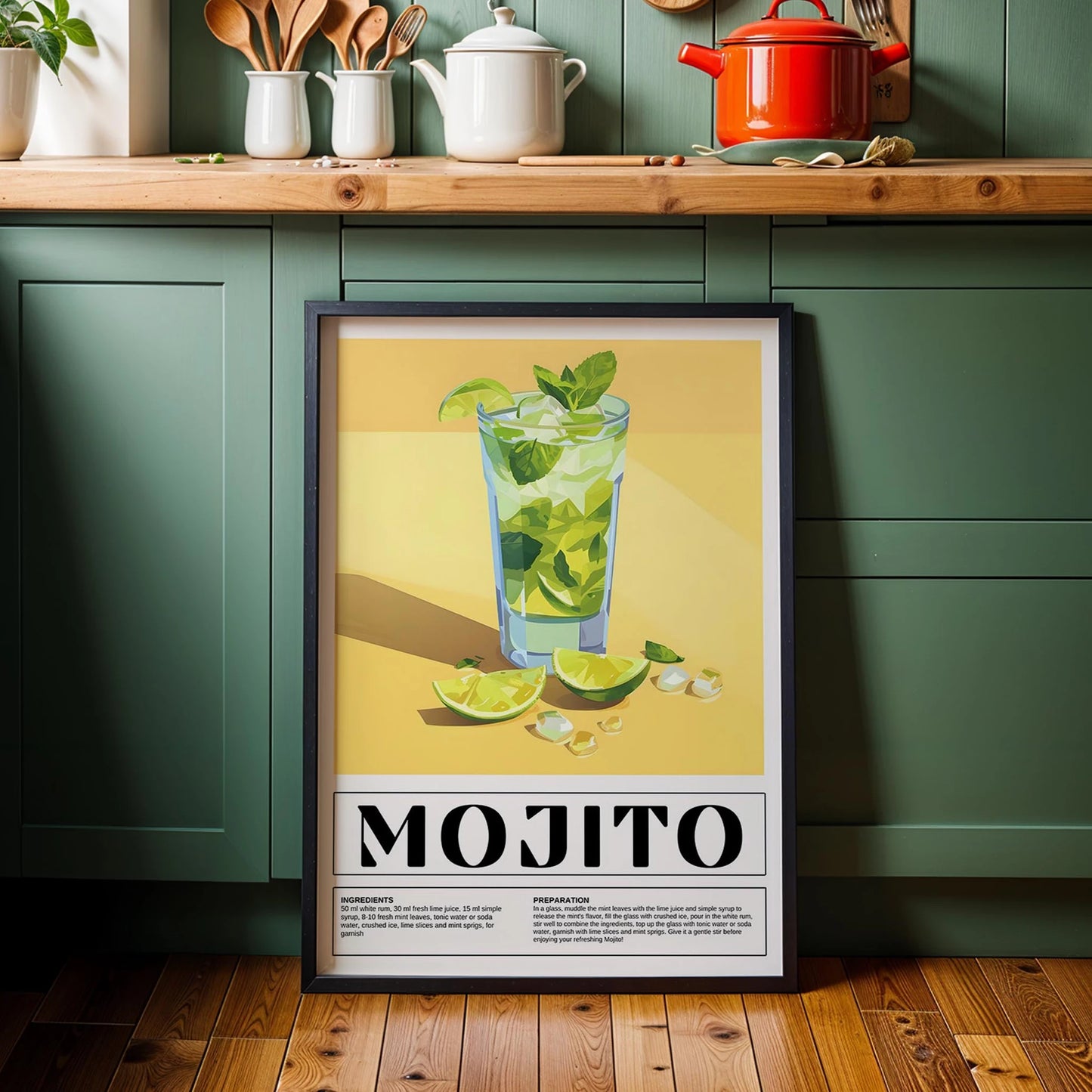 Mojito Kokteyl Tarifi Mutfak Duvar Tablosu