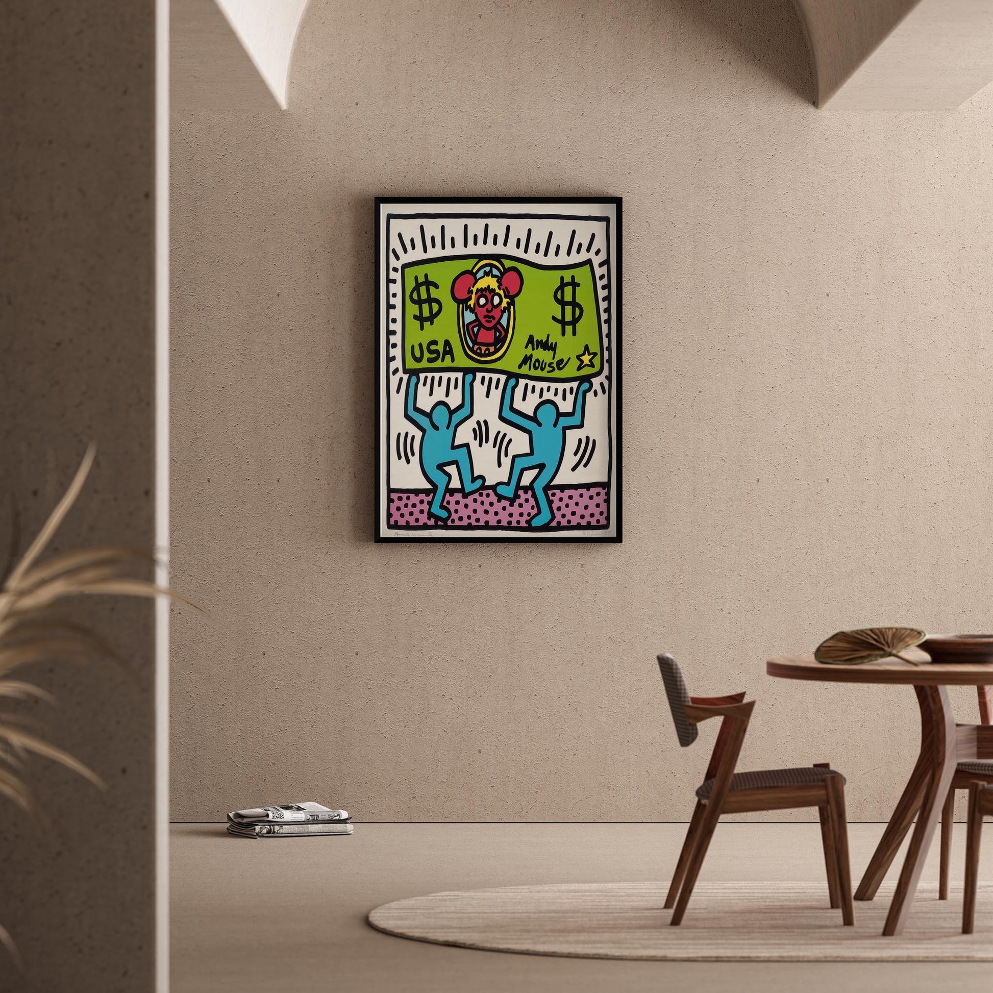 Para Taşıyan Adamlar - Keith Haring Ahşap Duvar Tablosu