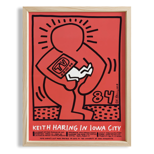 Telefonlu Adam - Keith Haring Ahşap Duvar Tablosu