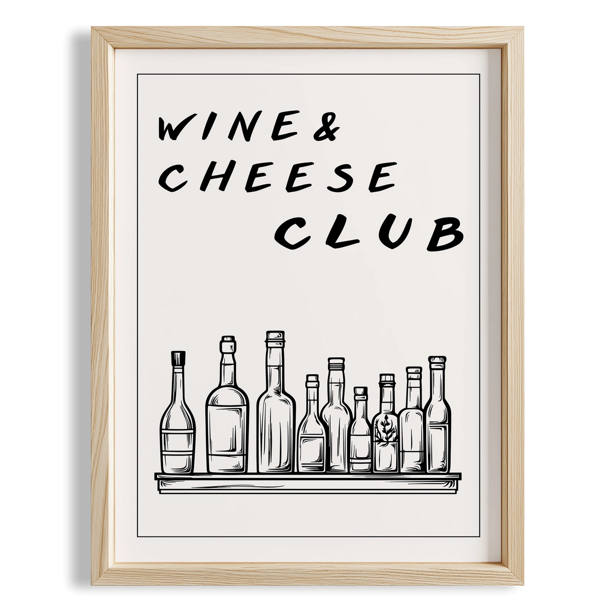 Wine & Cheese Club Tipografik Mutfak Duvar Tablosu