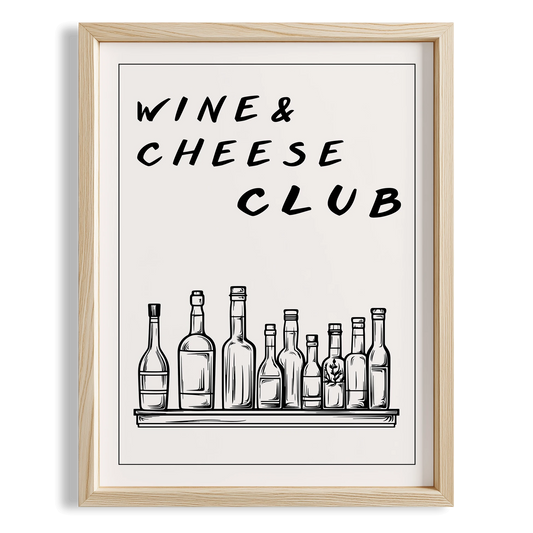 Wine & Cheese Club Tipografik Mutfak Duvar Tablosu