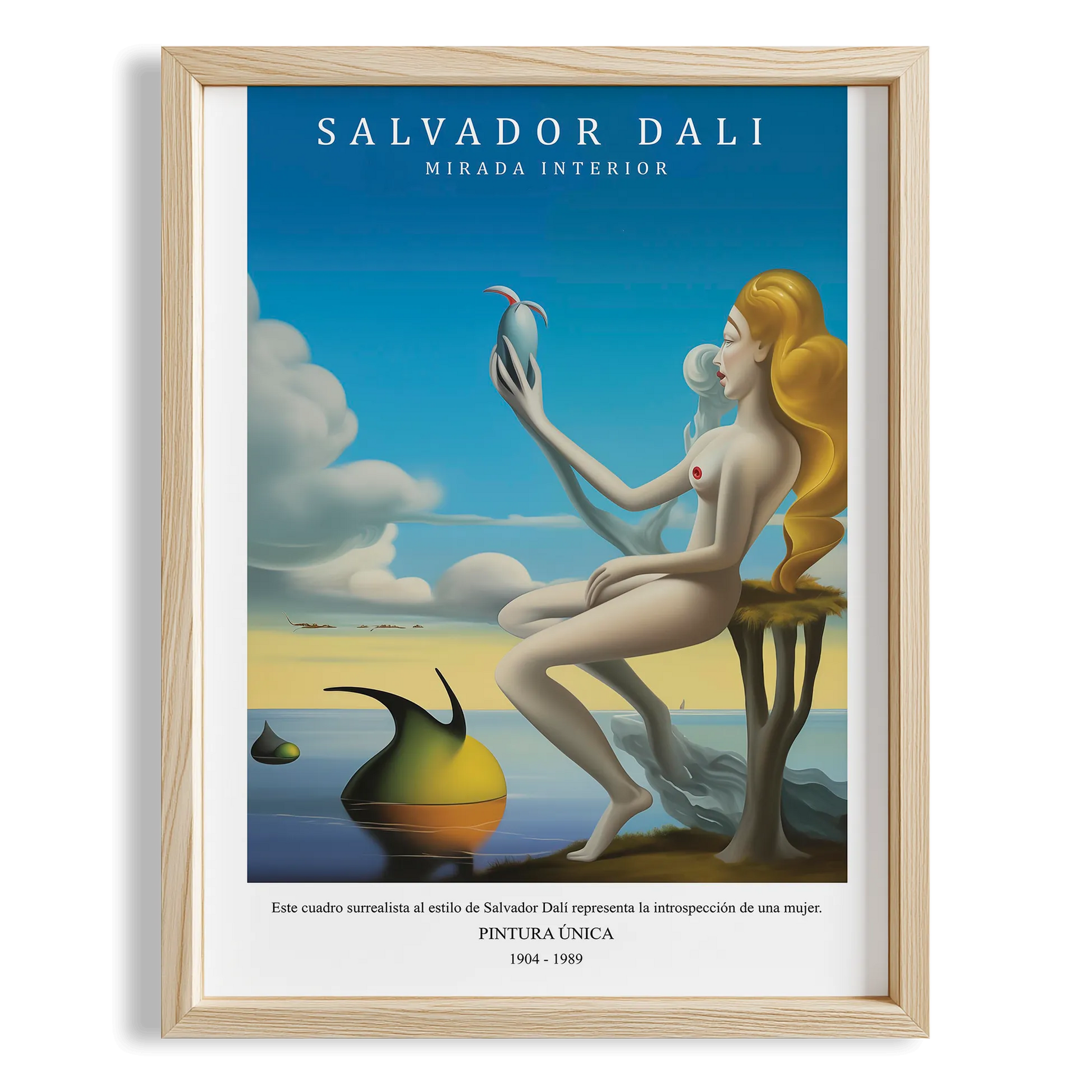 Oturan Kadın - Salvador Dali Ahşap Duvar Tablosu
