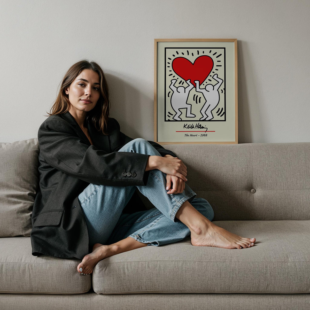 Kalpli Figürler - Keith Haring Ahşap Duvar Tablosu