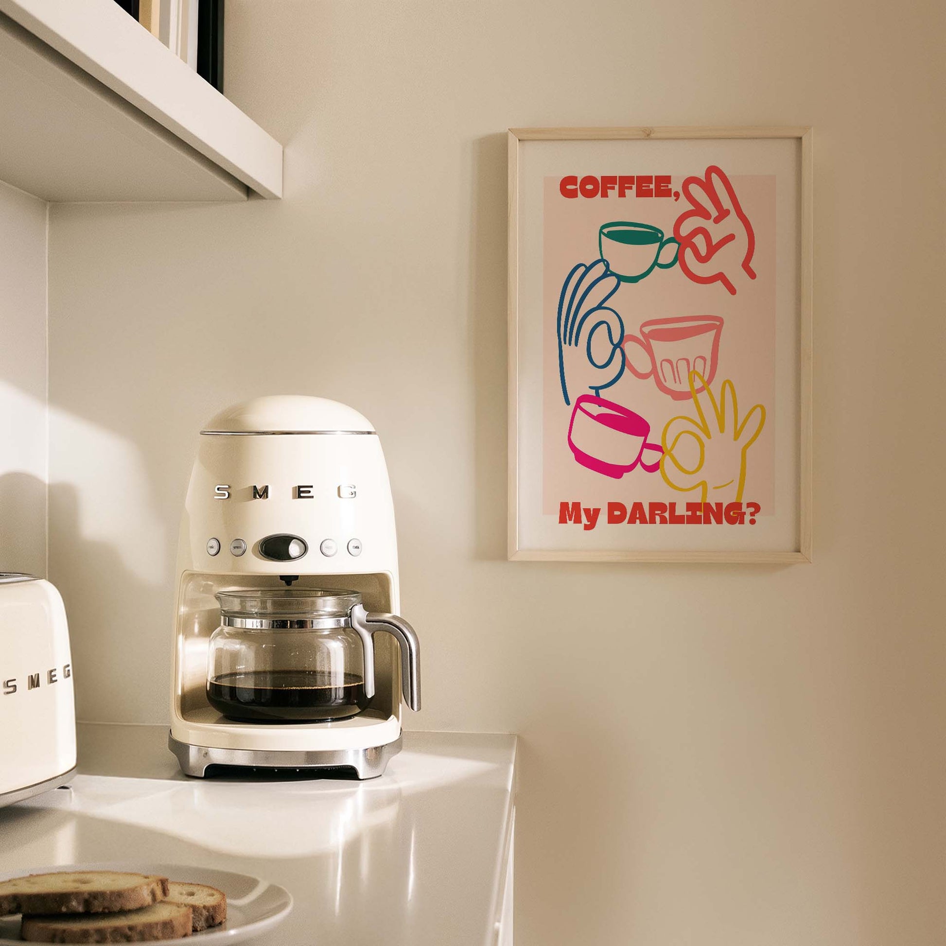 Coffee My Darling Kahve Tipografi Mutfak Duvar Tablosu