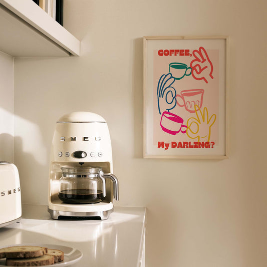 Coffee My Darling Kahve Tipografi Mutfak Duvar Tablosu