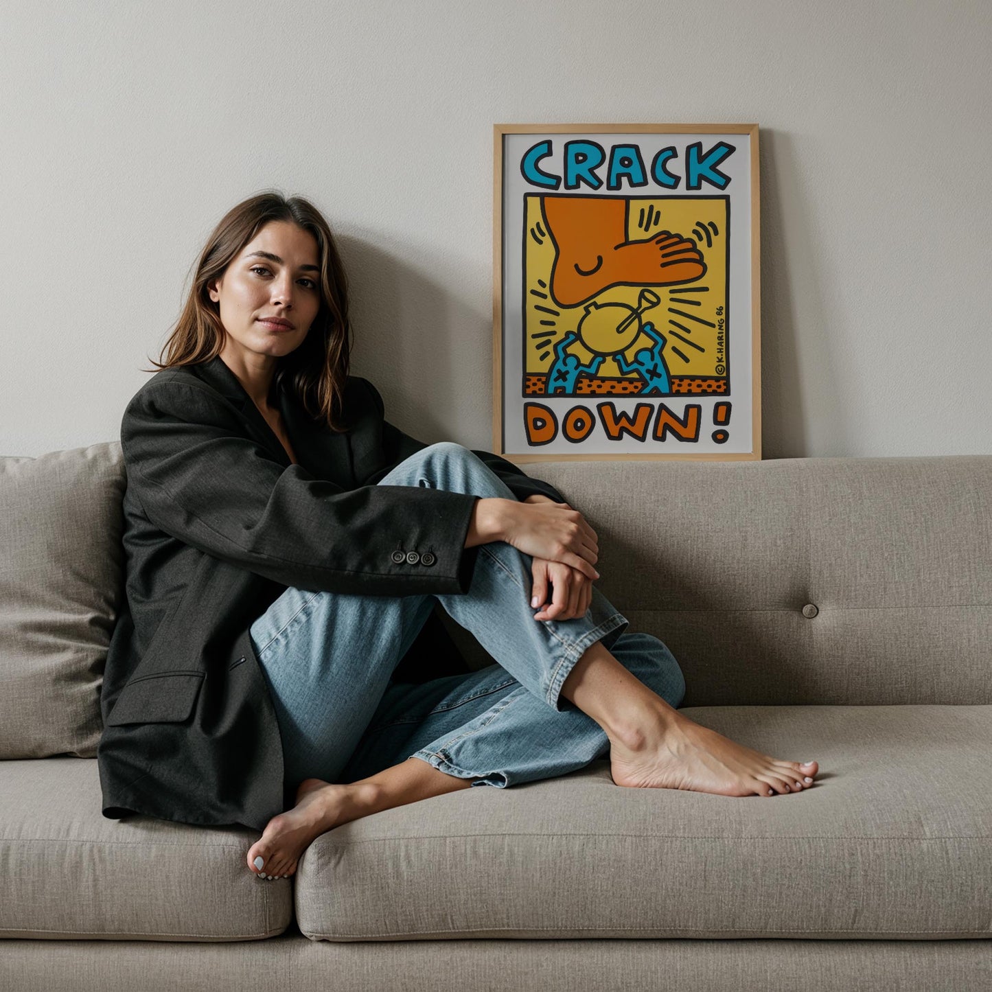 Çatla! - Keith Haring Ahşap Duvar Tablosu