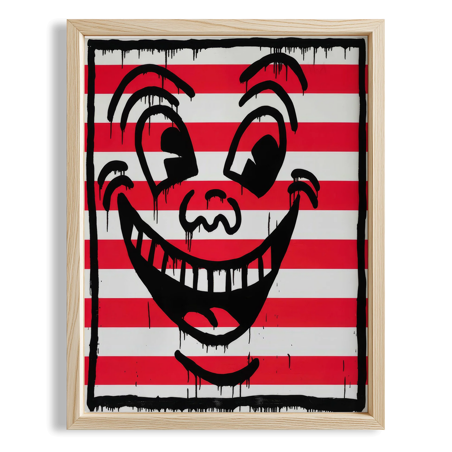 Çizgili Gülümseme - Keith Haring Ahşap Duvar Tablosu