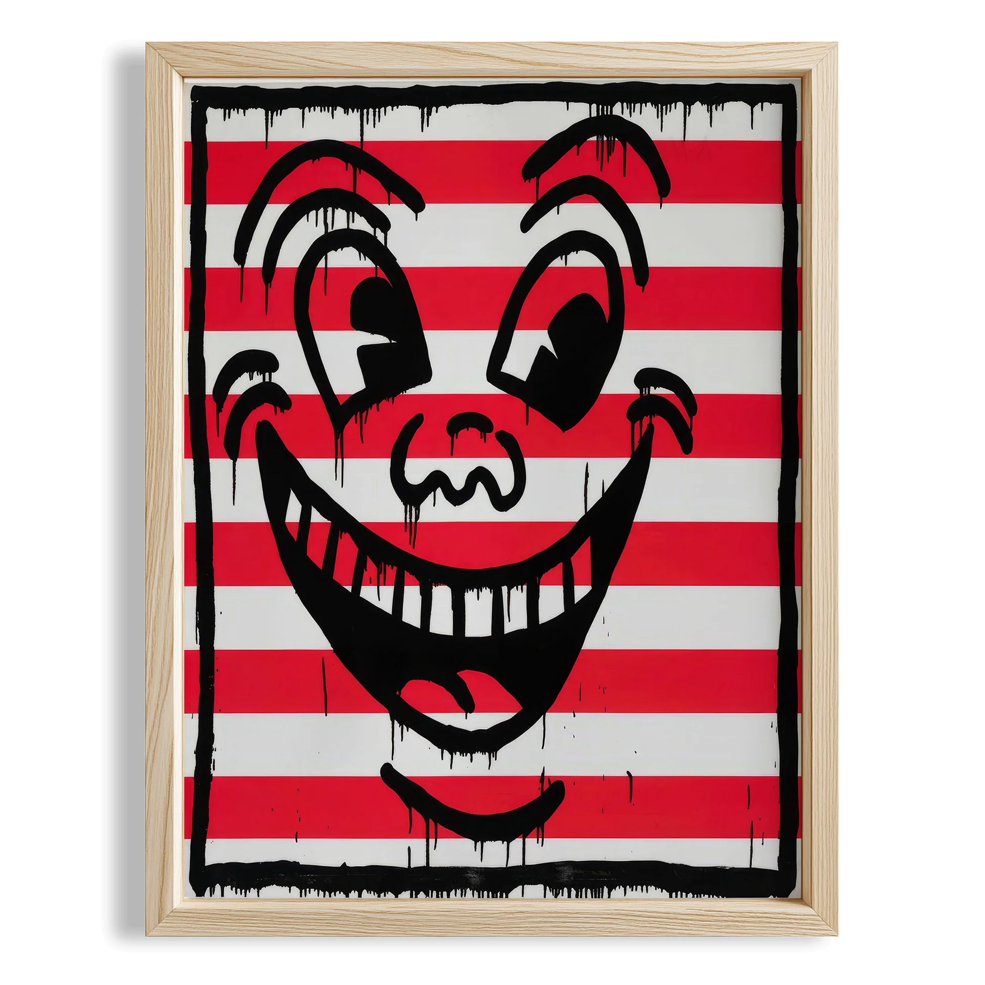 Çizgili Gülümseme - Keith Haring Ahşap Duvar Tablosu