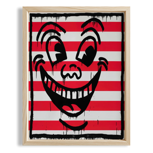Çizgili Gülümseme - Keith Haring Ahşap Duvar Tablosu
