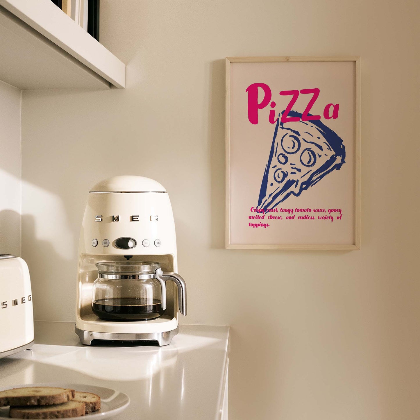 Pizza Çizim Akdeniz İtalya Koleksiyonu Mutfak Duvar Tablosu III