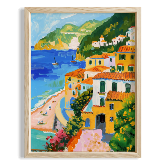 Positano Sahil Kasabası Manzarası İtalya Koleksiyonu Mutfak Duvar Tablosu