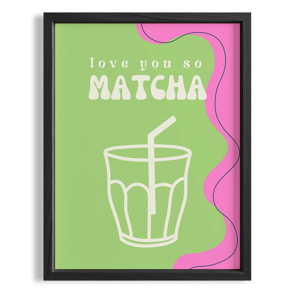 Love You So Matcha Çayı Tipografi Mutfak Duvar Tablosu