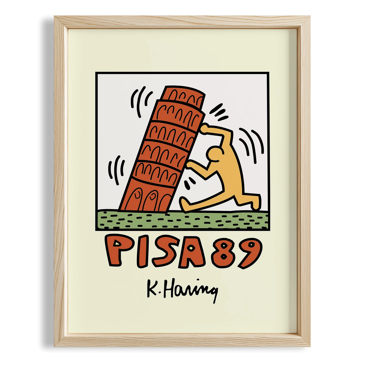 Pisa Kulesi - Keith Haring Ahşap Duvar Tablosu