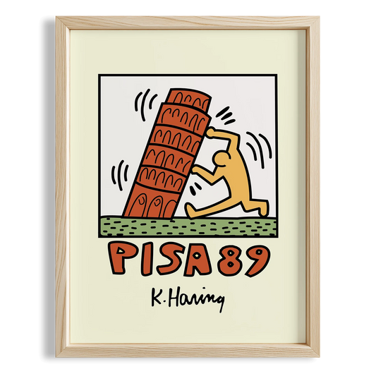 Pisa Kulesi - Keith Haring Ahşap Duvar Tablosu