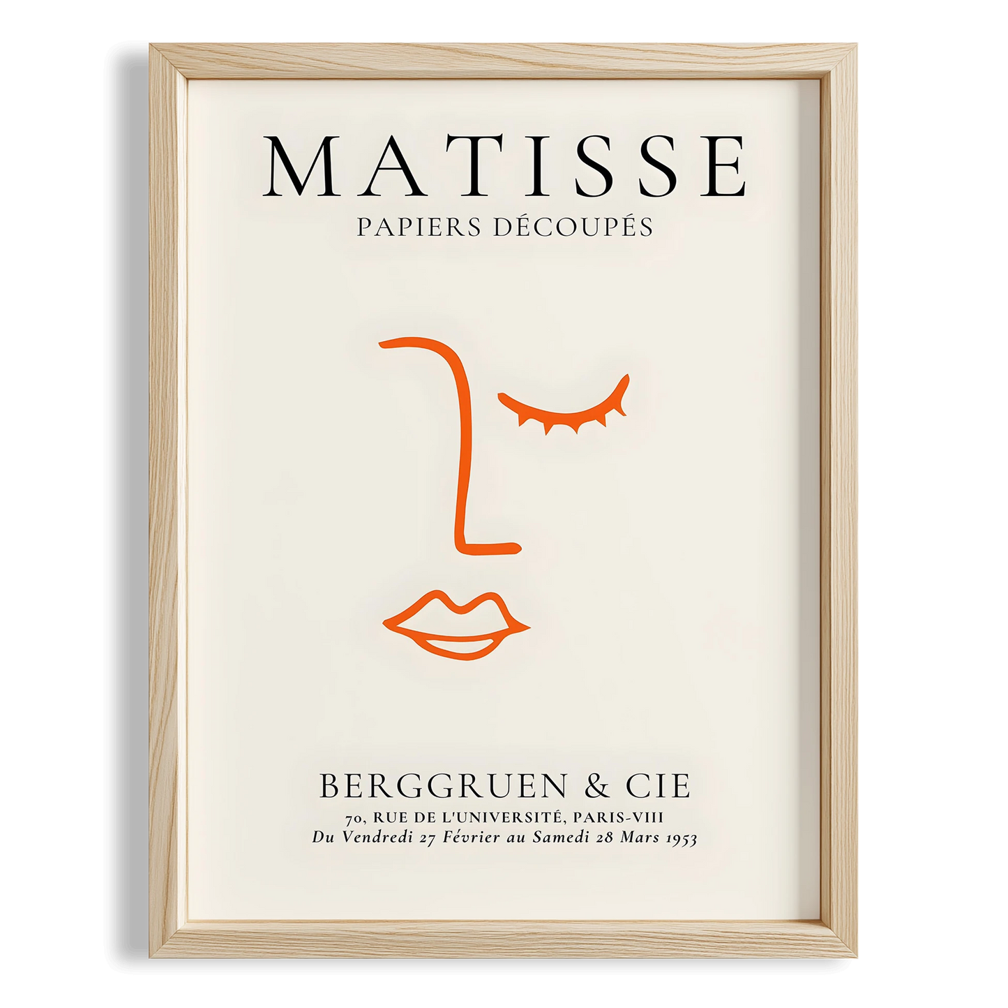 Matisse Kağıt Kesitleri Minimalist Kadın Yüzü Soyut Çizgi I Duvar Tablosu