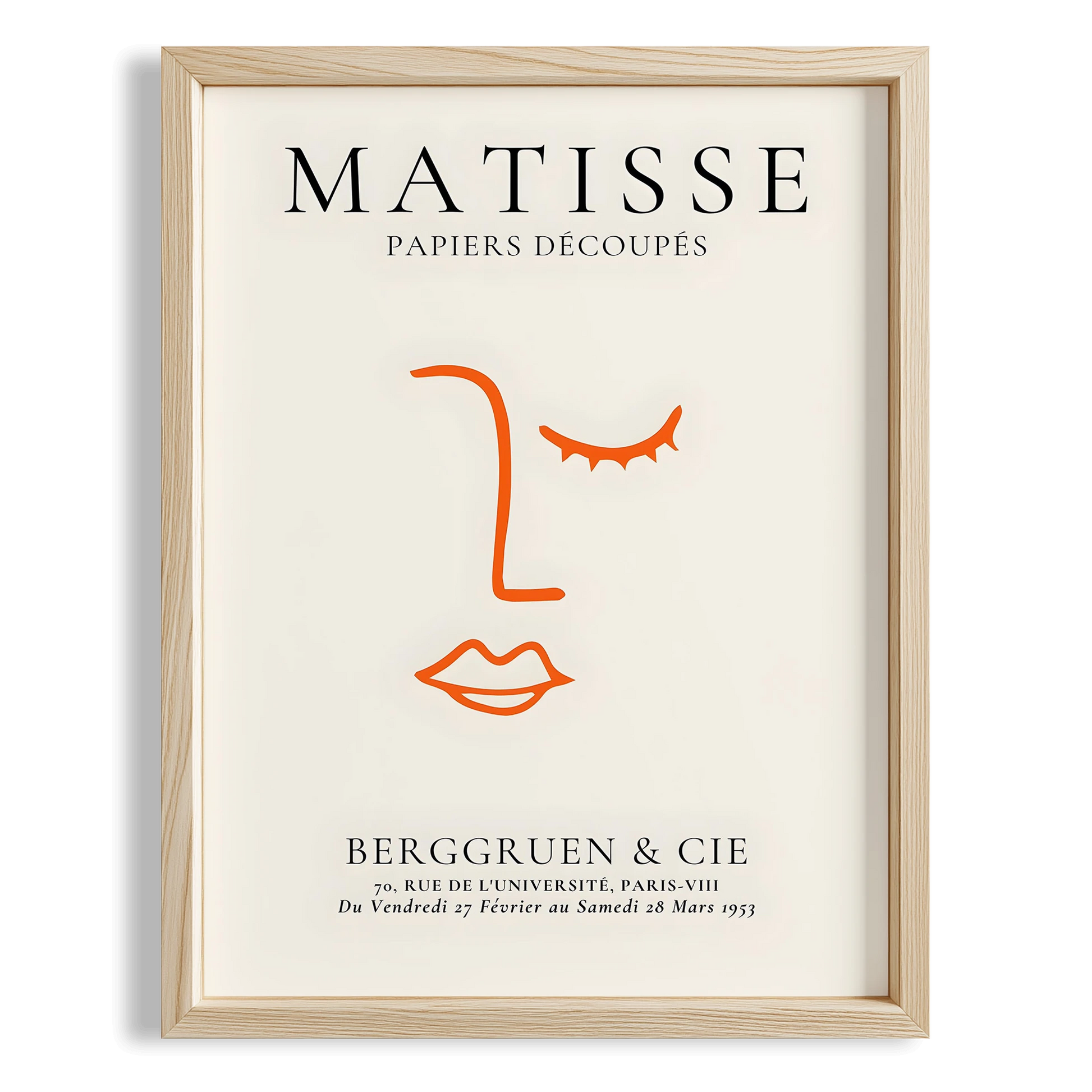 Matisse Kağıt Kesitleri Minimalist Kadın Yüzü Soyut Çizgi I Duvar Tablosu