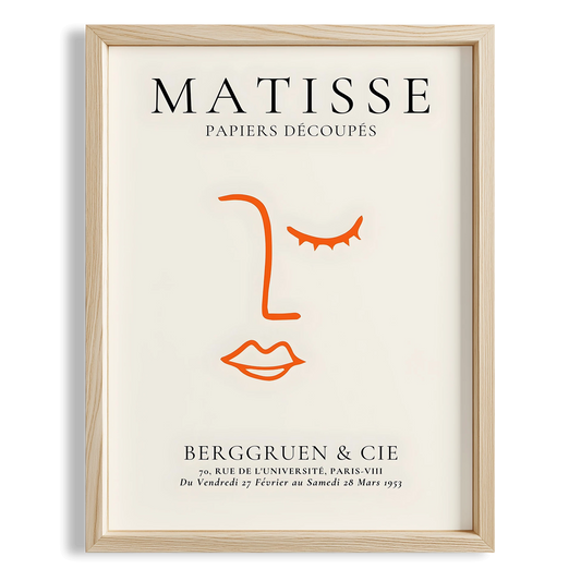 Matisse Kağıt Kesitleri Minimalist Kadın Yüzü Soyut Çizgi I Duvar Tablosu