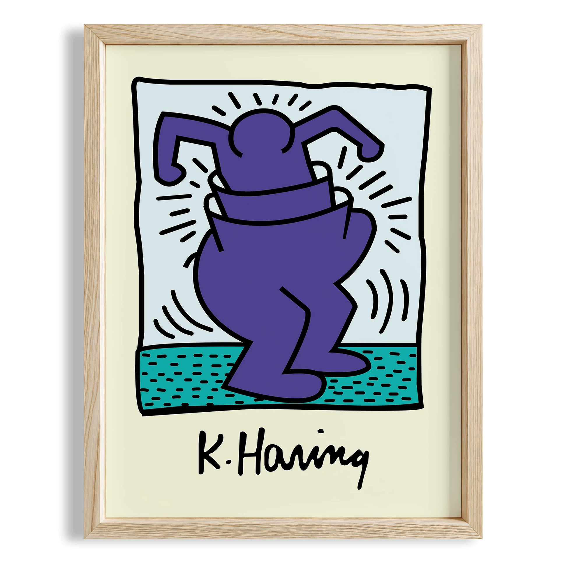 Mor Dansçı - Keith Haring Ahşap Duvar Tablosu