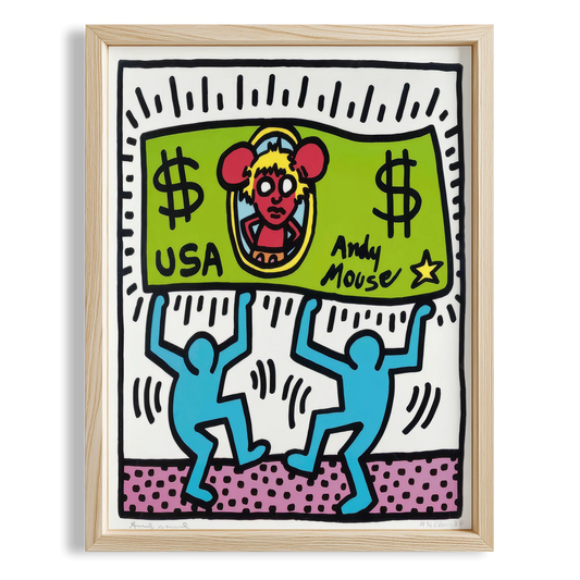 Para Taşıyan Adamlar - Keith Haring Ahşap Duvar Tablosu