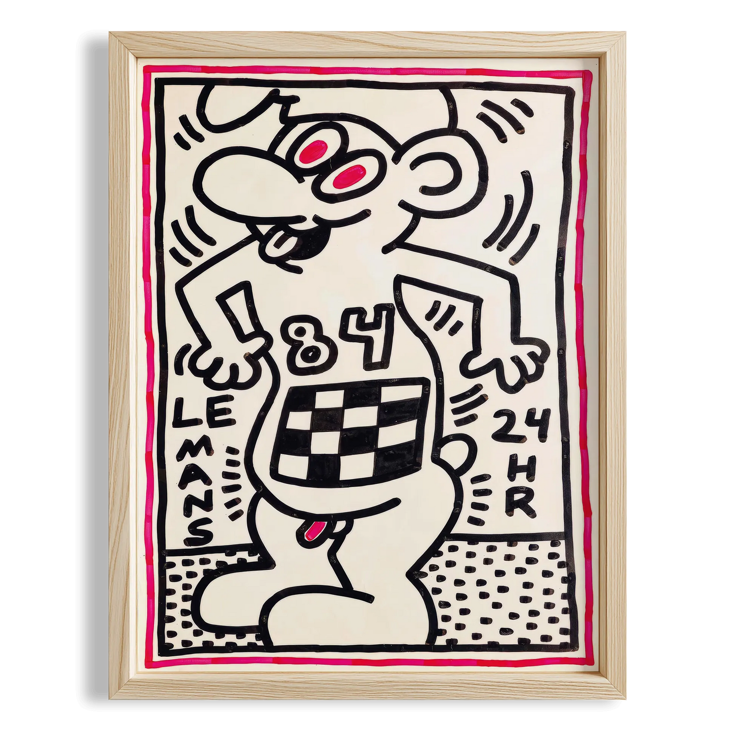 Satrançlı Figür - Keith Haring Ahşap Duvar Tablosu