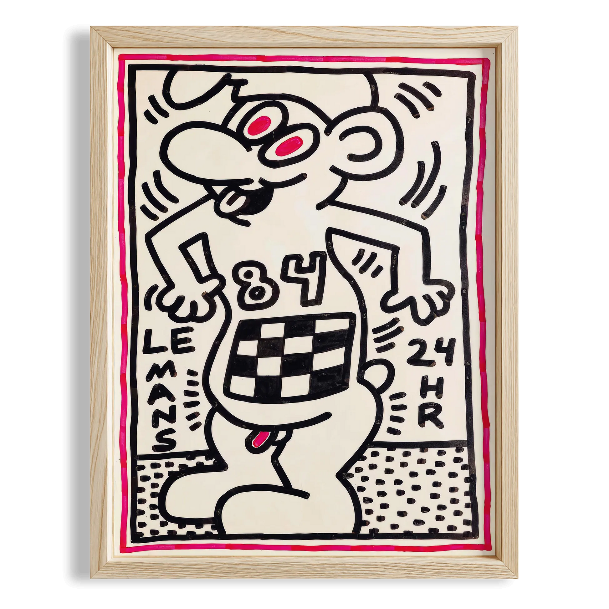 Satrançlı Figür - Keith Haring Ahşap Duvar Tablosu