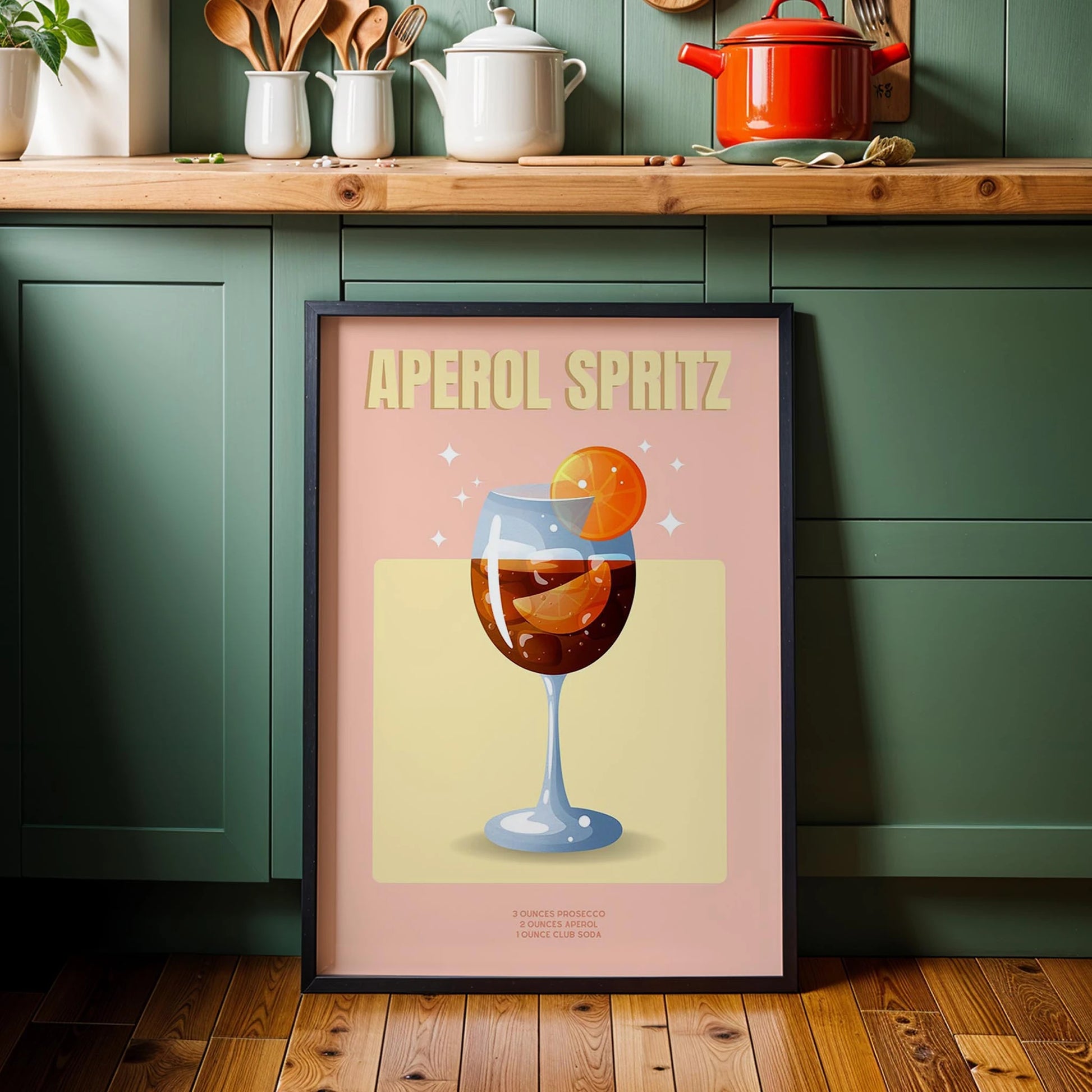 Aperol Spritz Kokteyli İllüstrasyon Mutfak Duvar Tablosu
