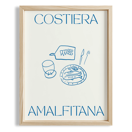Costiera Amalfitana Sofra İtalyanca Tipografi Mutfak Duvar Tablosu