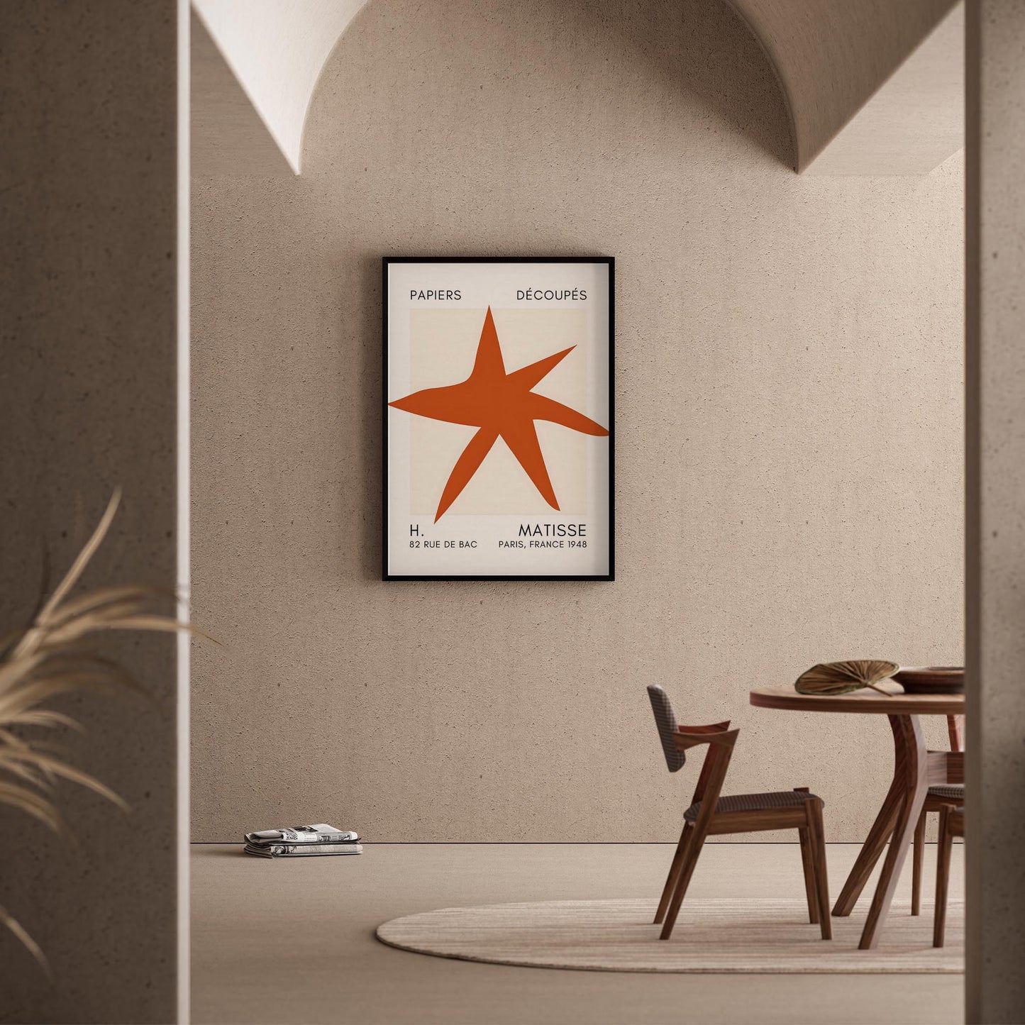 Matisse Kağıt Kesimleri Serisi Terracotta Soyut Yıldız I Duvar Tablosu