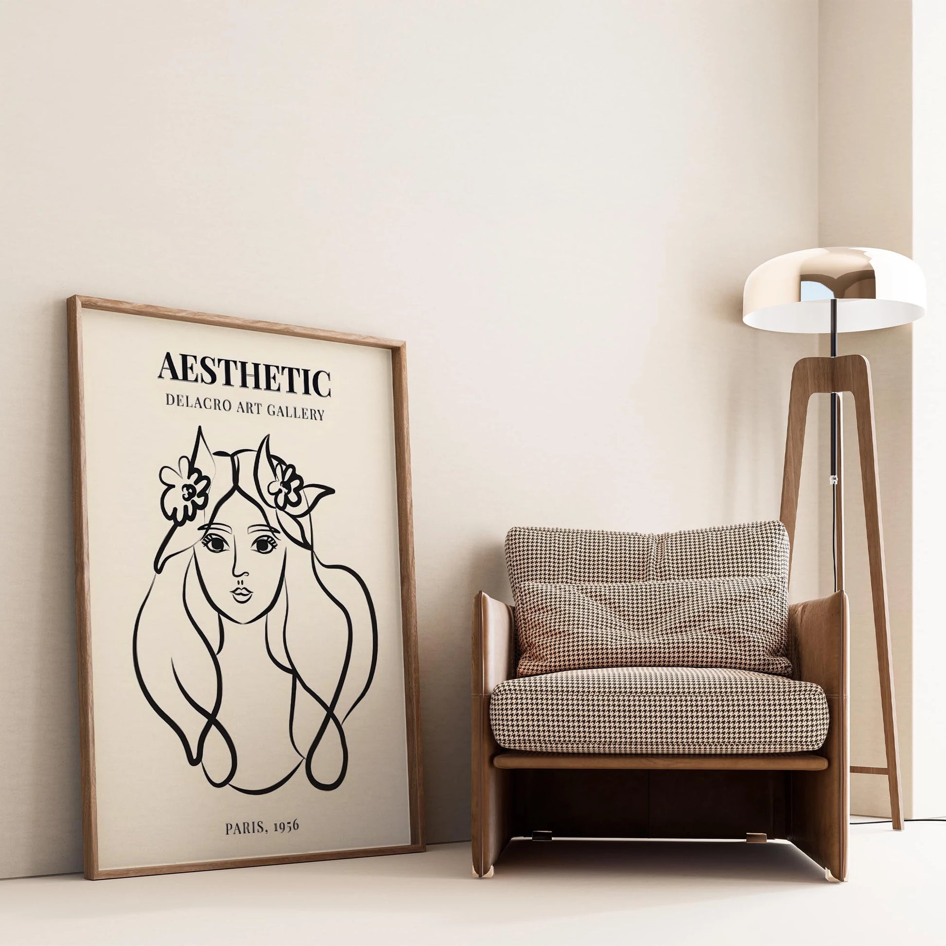 Matisse Kağıt Kesimleri Minimalist Çizgi Sanatı Estetik Kadın Portresi I Duvar Tablosu
