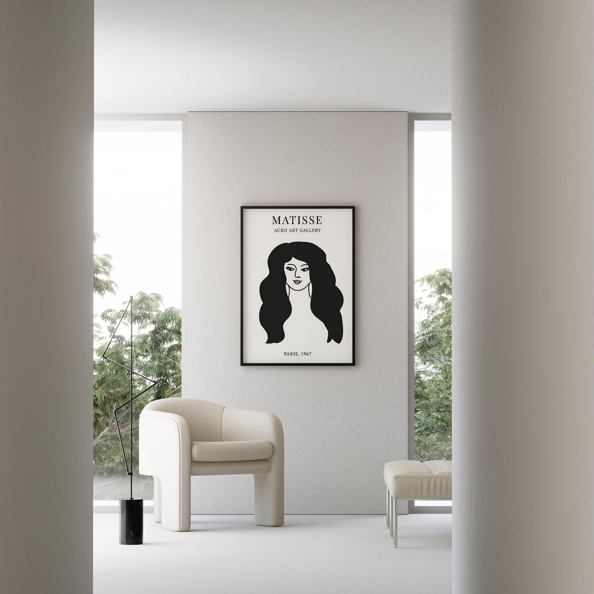Matisse Kağıt Kesimleri Minimalist Çizgi Sanatı Estetik Kadın Portresi III Duvar Tablosu