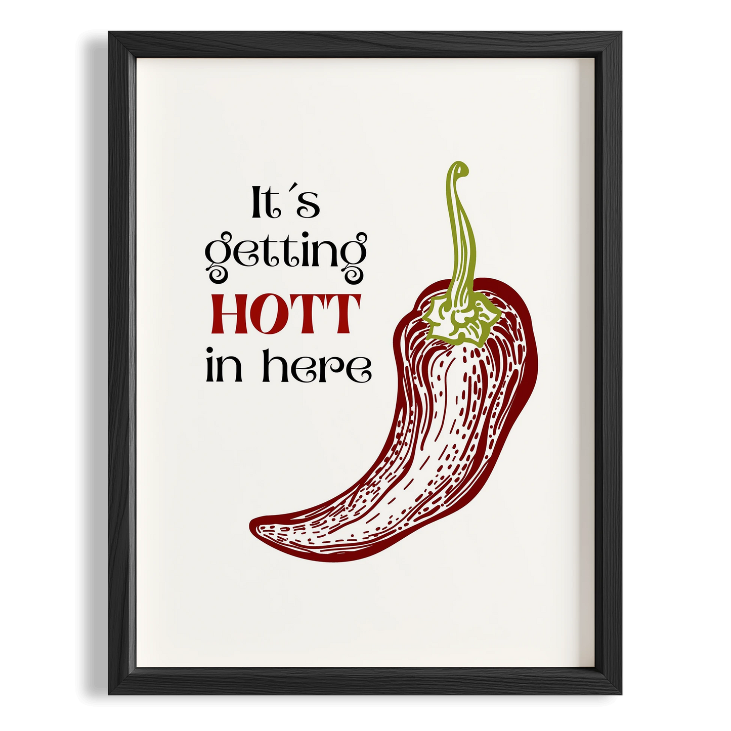 It's Getting Hot in Here Chilli Acı Biber Tipografi Mutfak Duvar Tablosu