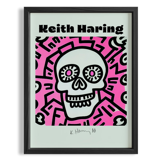 Kafatası - Keith Haring Ahşap Duvar Tablosu