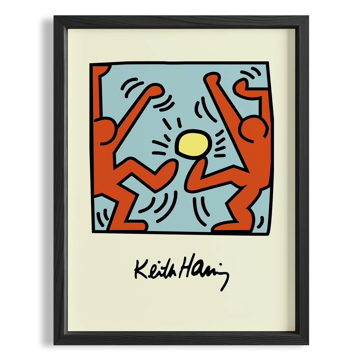 Dans Eden Çift - Keith Haring Ahşap Duvar Tablosu