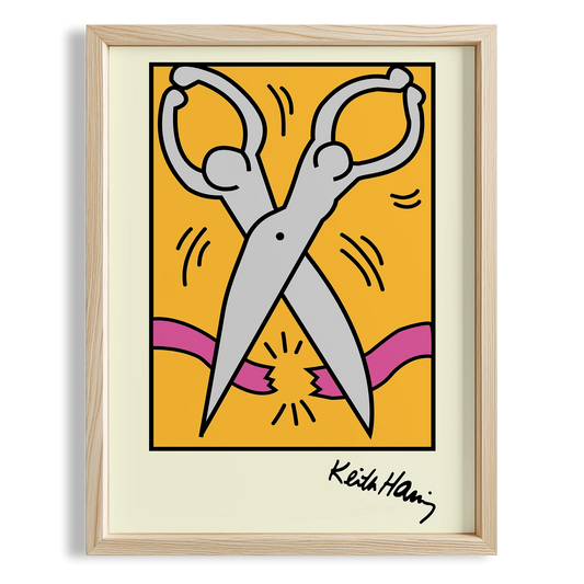 Makas - Keith Haring Ahşap Duvar Tablosu