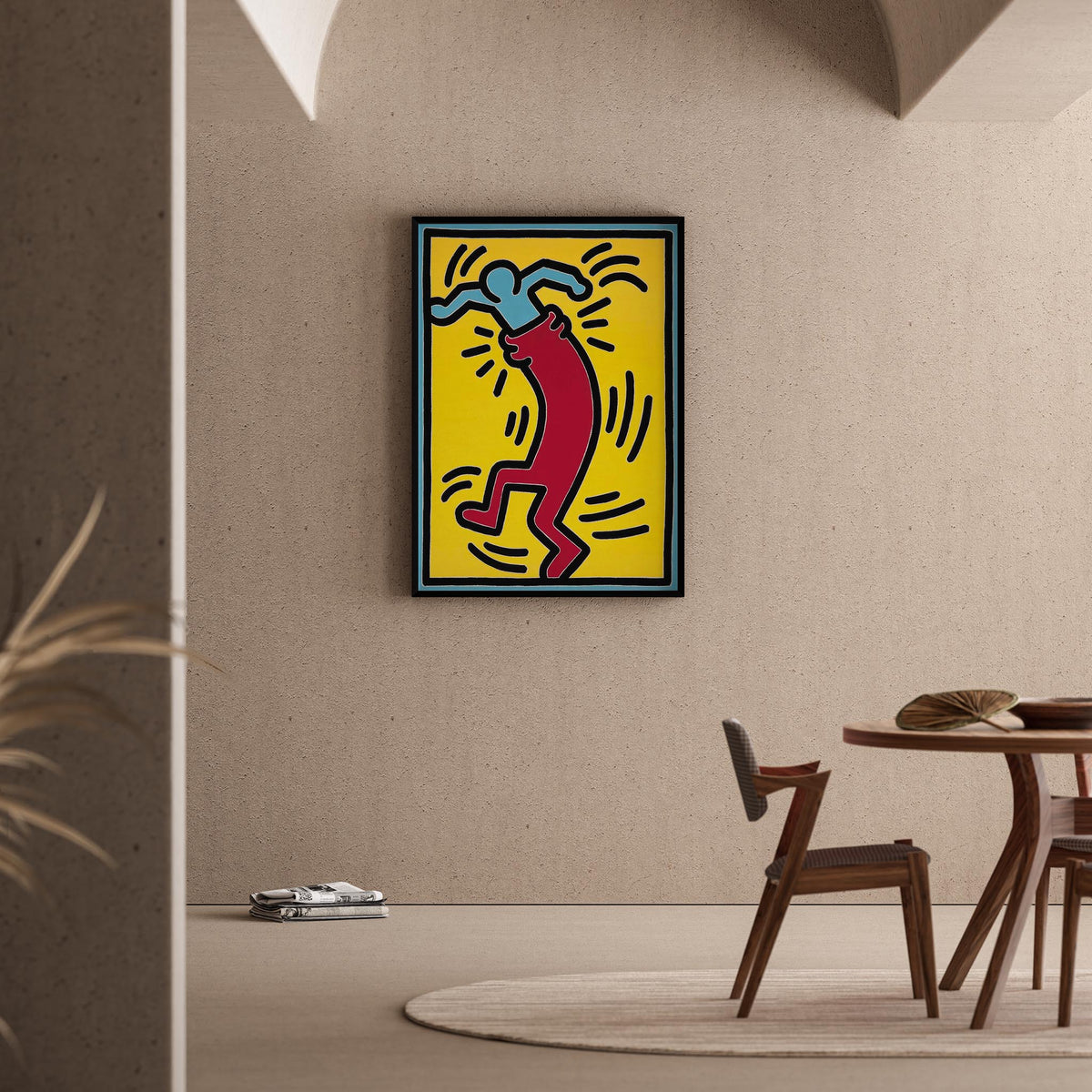 Kırmızı Hareket - Keith Haring Ahşap Duvar Tablosu