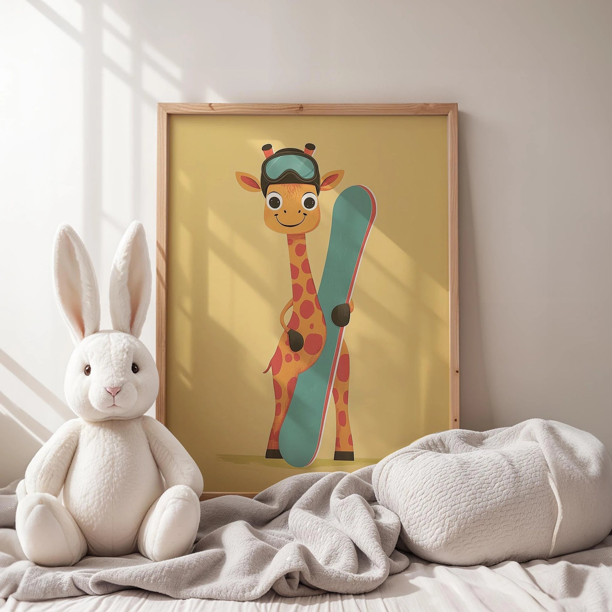Snowboardcu Zürafa II - Sarı Fon