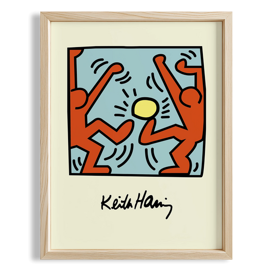 Dans Eden Çift - Keith Haring Ahşap Duvar Tablosu