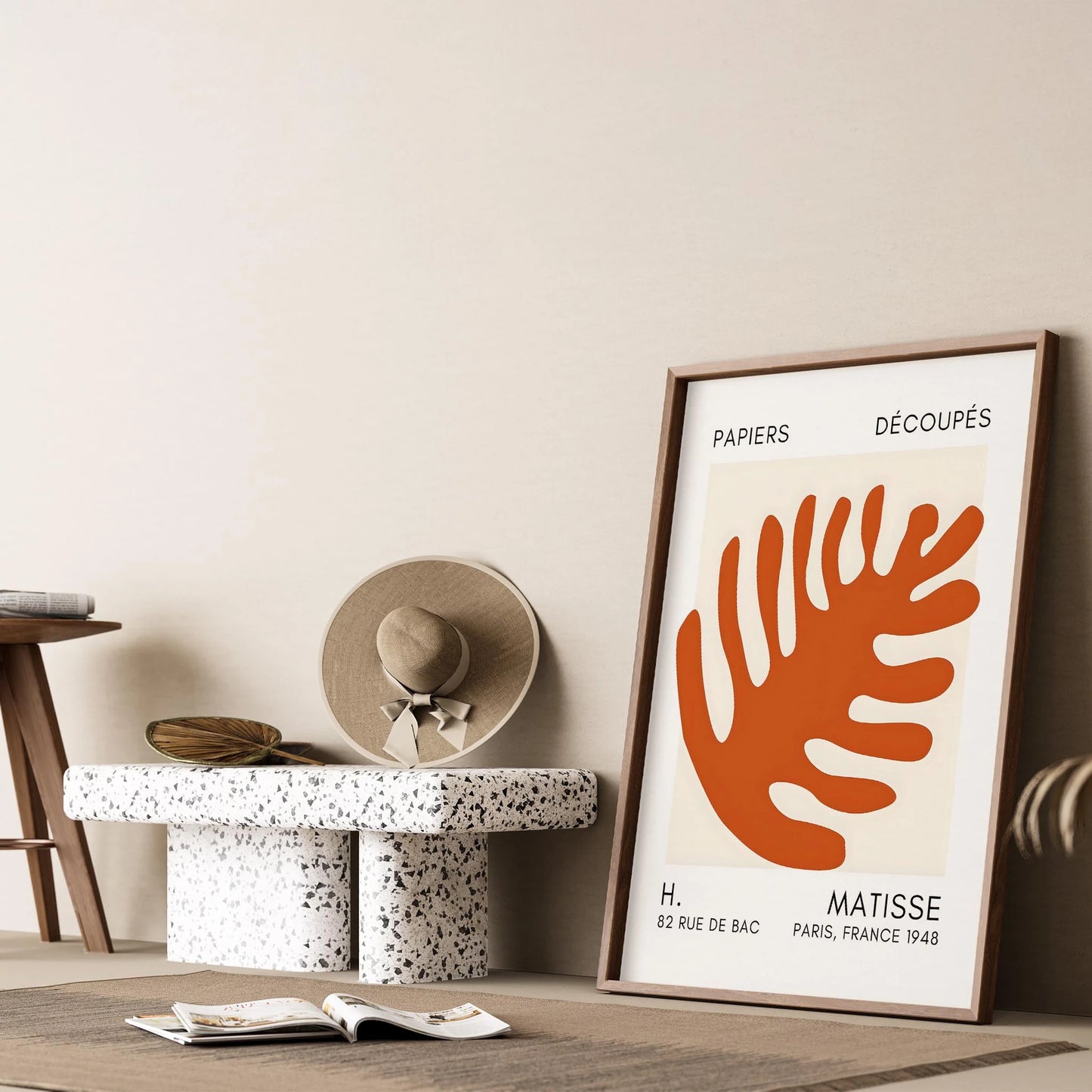 Matisse Kağıt Kesimleri Serisi Terracotta Soyut Palmiye Yaprağı I Duvar Tablosu
