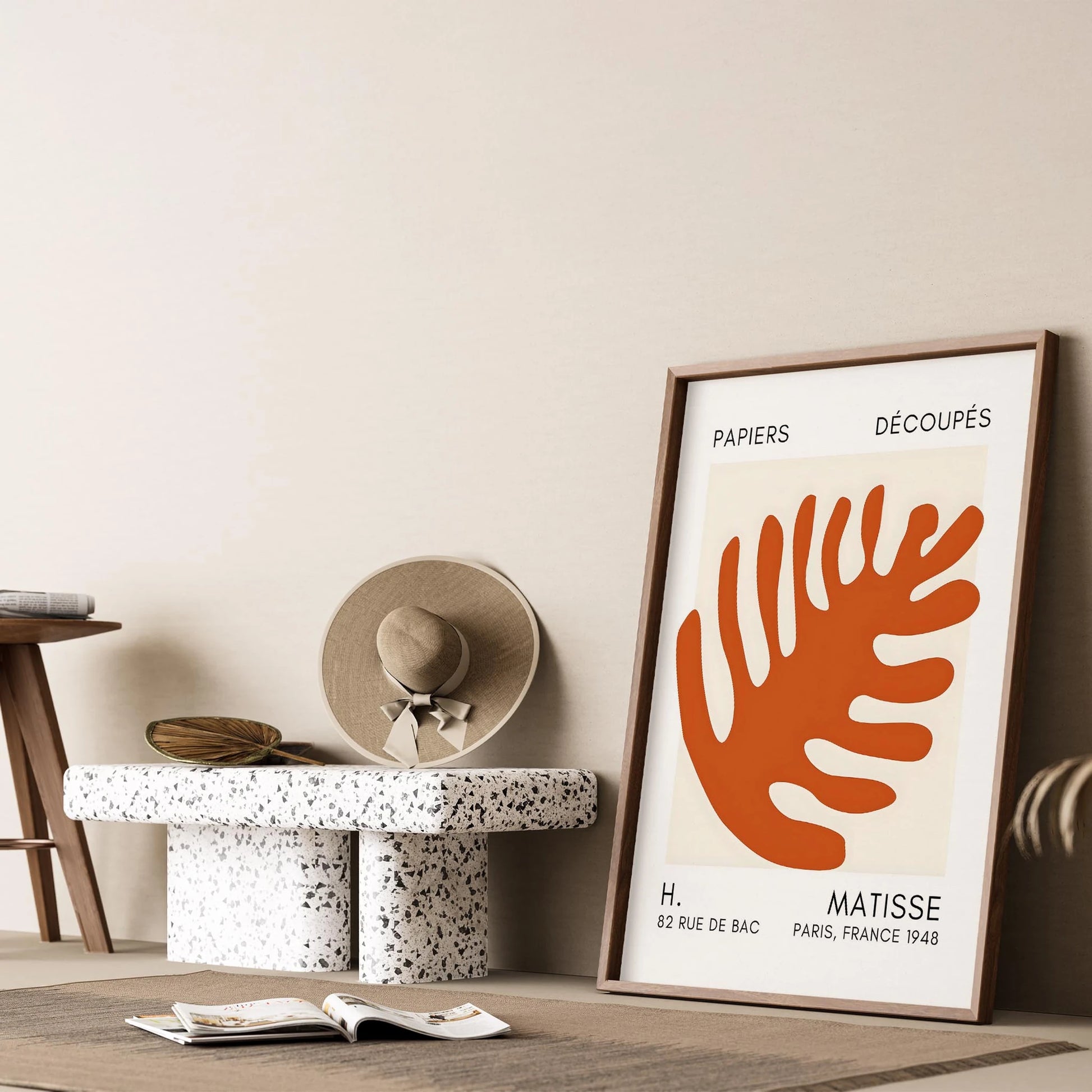 Matisse Kağıt Kesimleri Serisi Terracotta Soyut Palmiye Yaprağı I Duvar Tablosu
