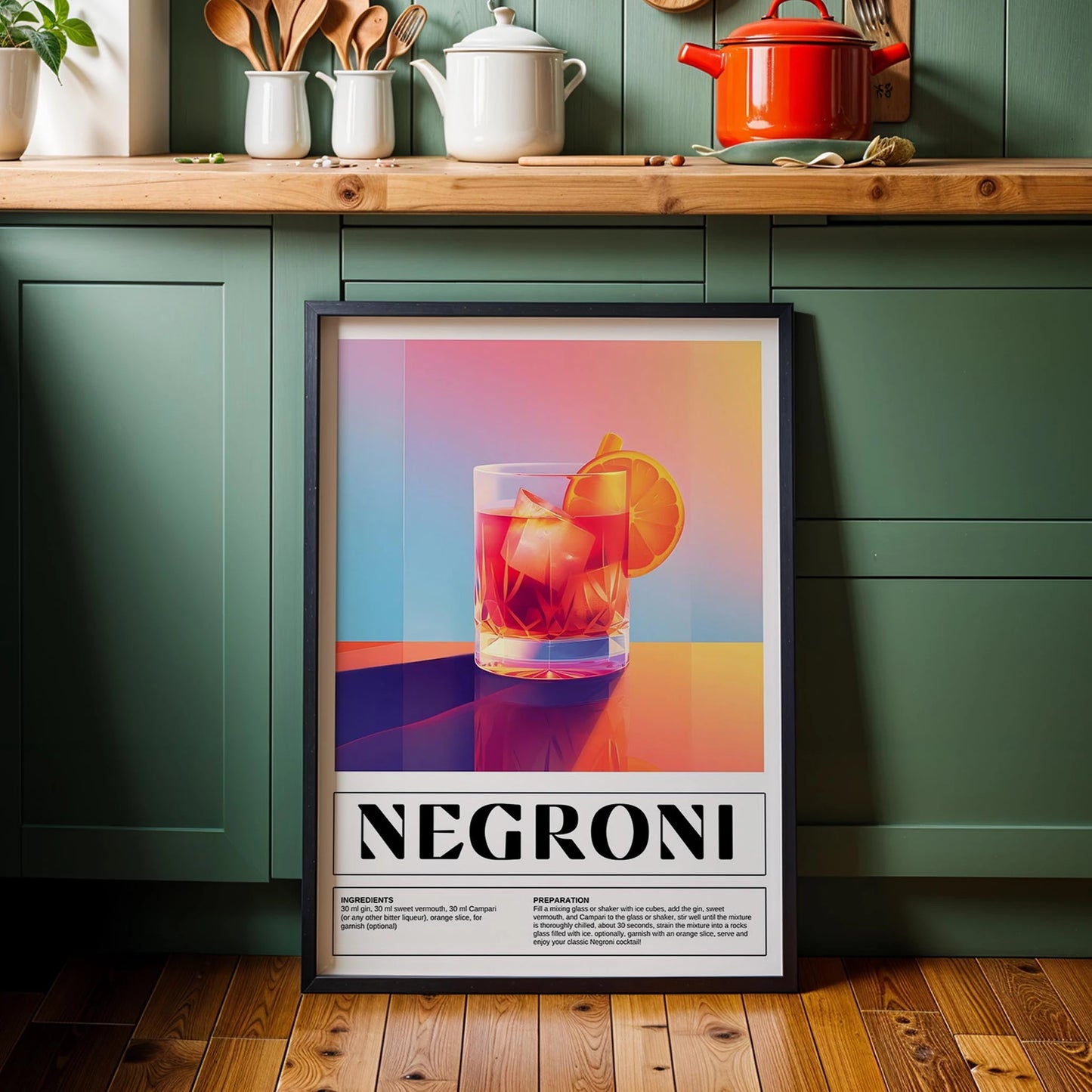 Negroni Kokteyl Tarifi Mutfak Duvar Tablosu