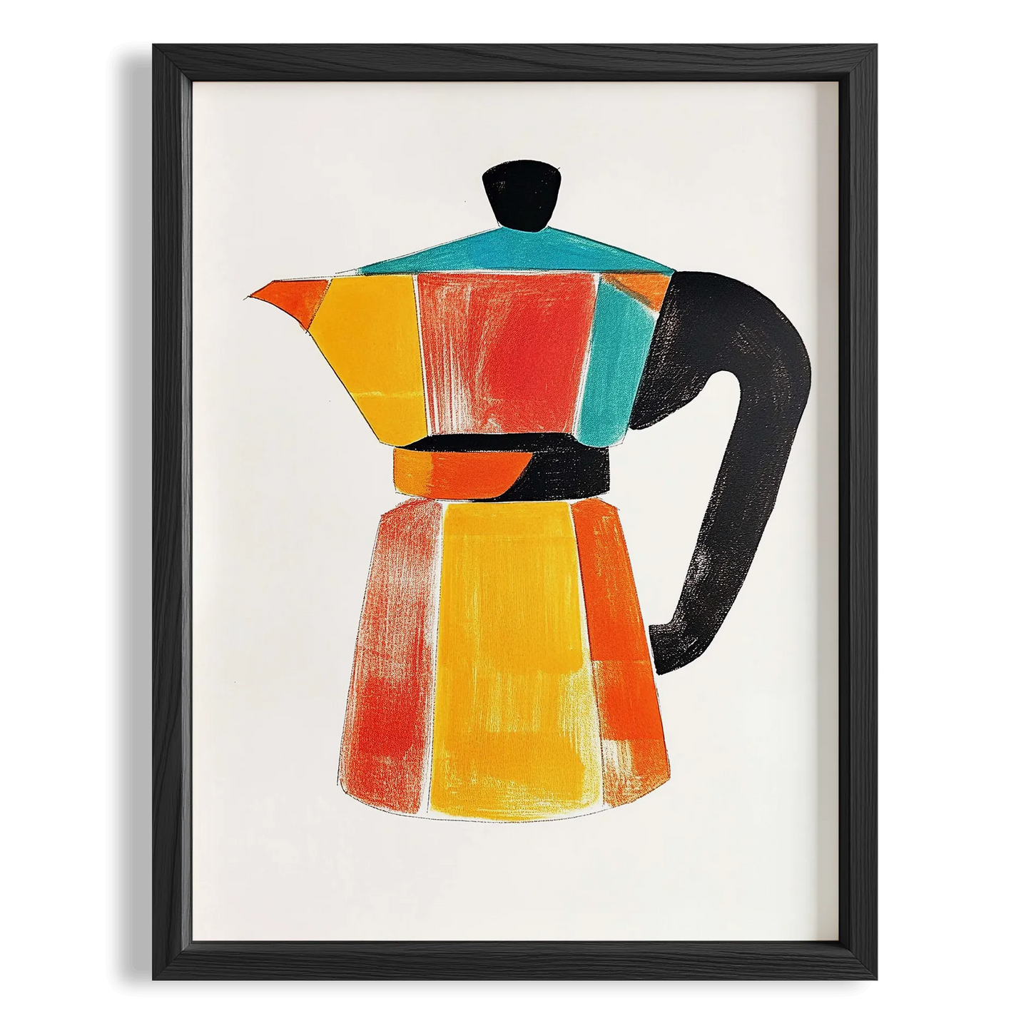 Moka Pot Kahve Renkli İllüstrasyon Mutfak Duvar Tablosu