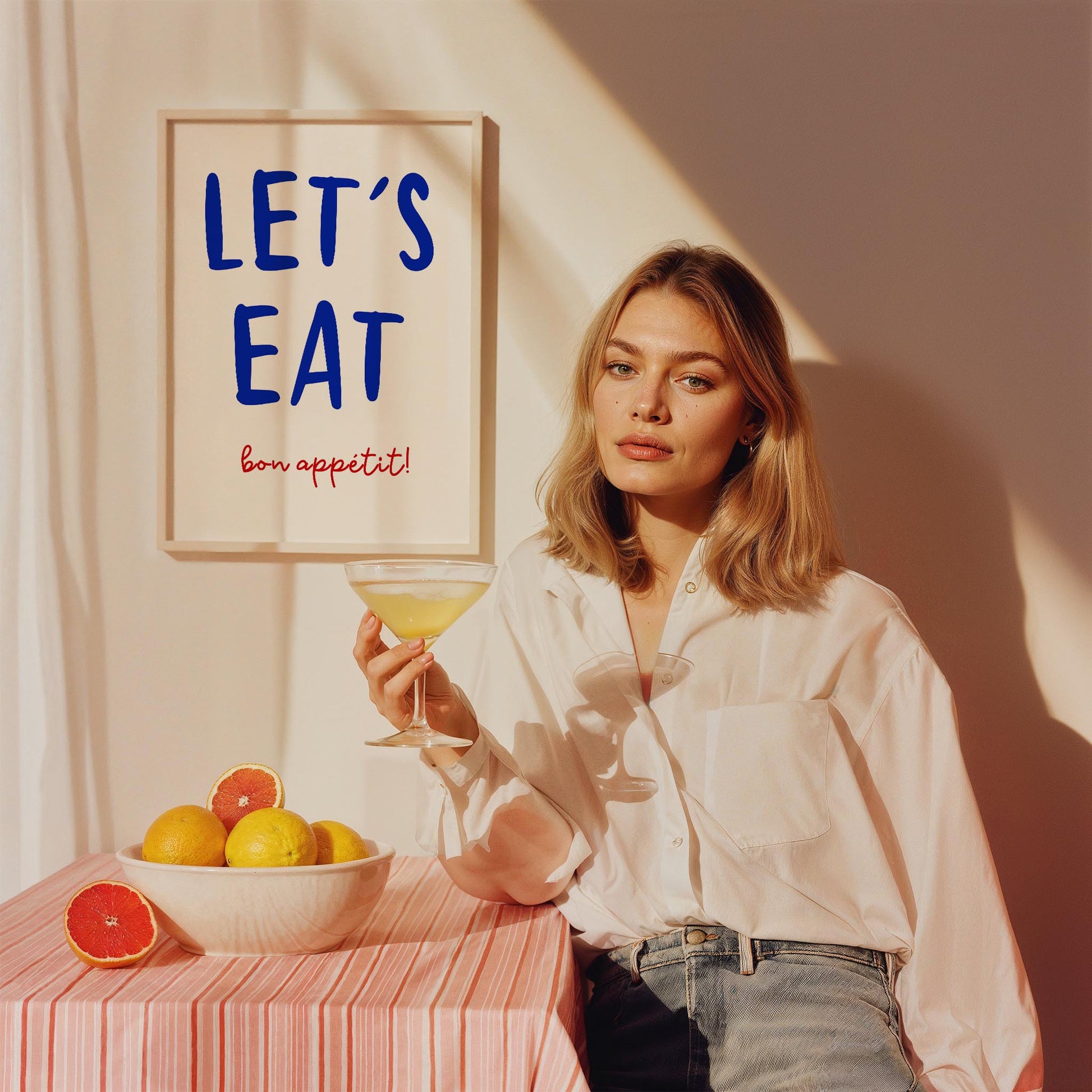 Let's Eat Bon Appétit Tipografi Mutfak Duvar Tablosu