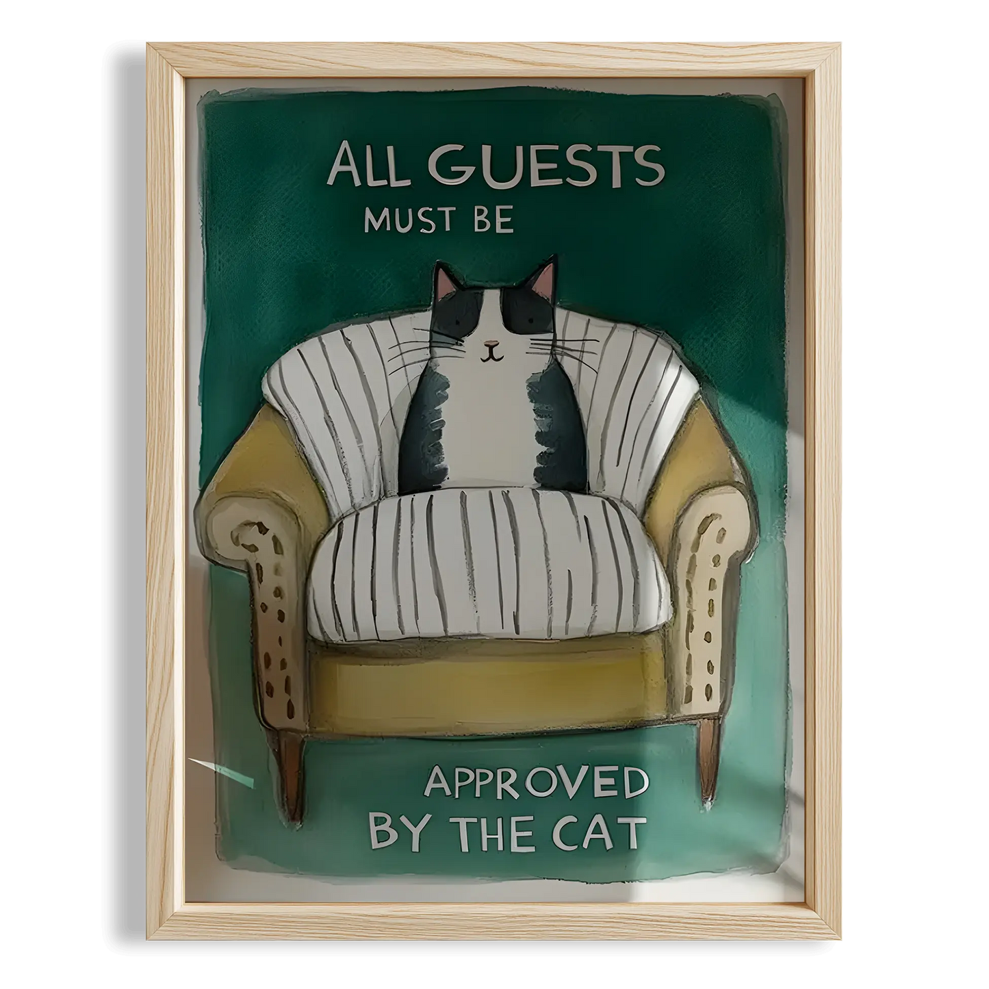 Kedi Baskı I - "All Guests Must Be Approved by the Cat" (Siyah Kedi)