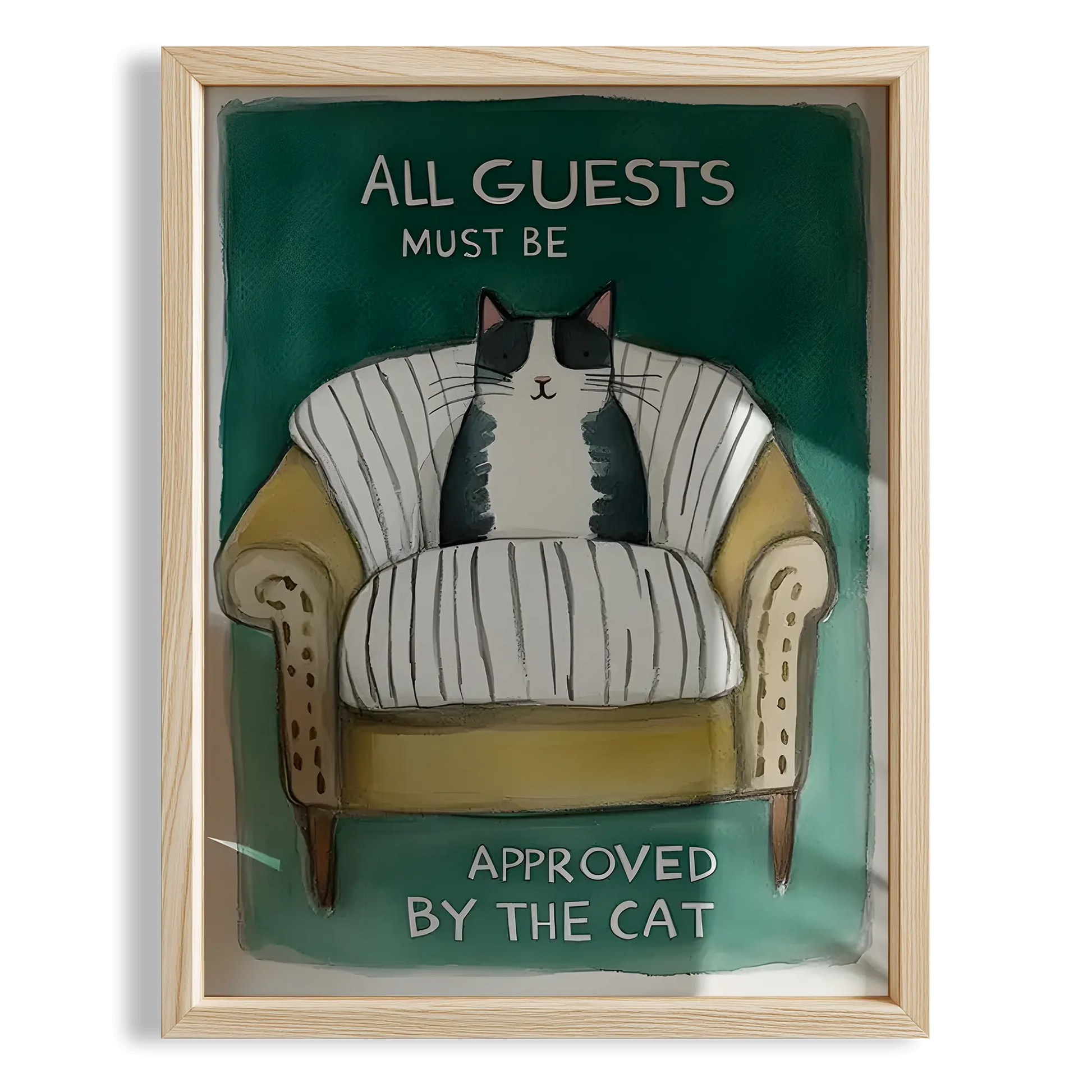 Kedi Baskı I - "All Guests Must Be Approved by the Cat" (Siyah Kedi)
