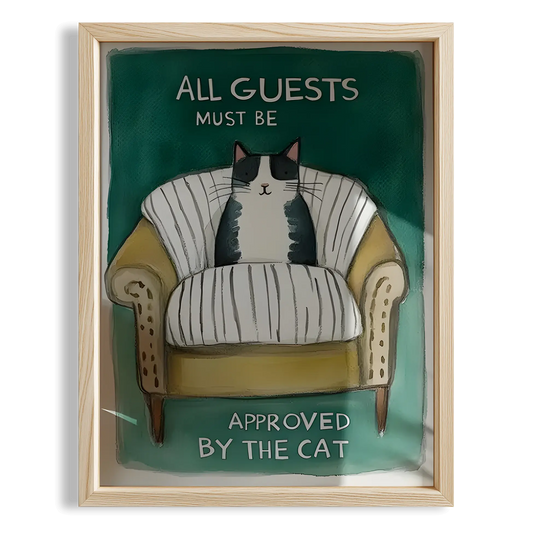 Kedi Baskı I - "All Guests Must Be Approved by the Cat" (Siyah Kedi)