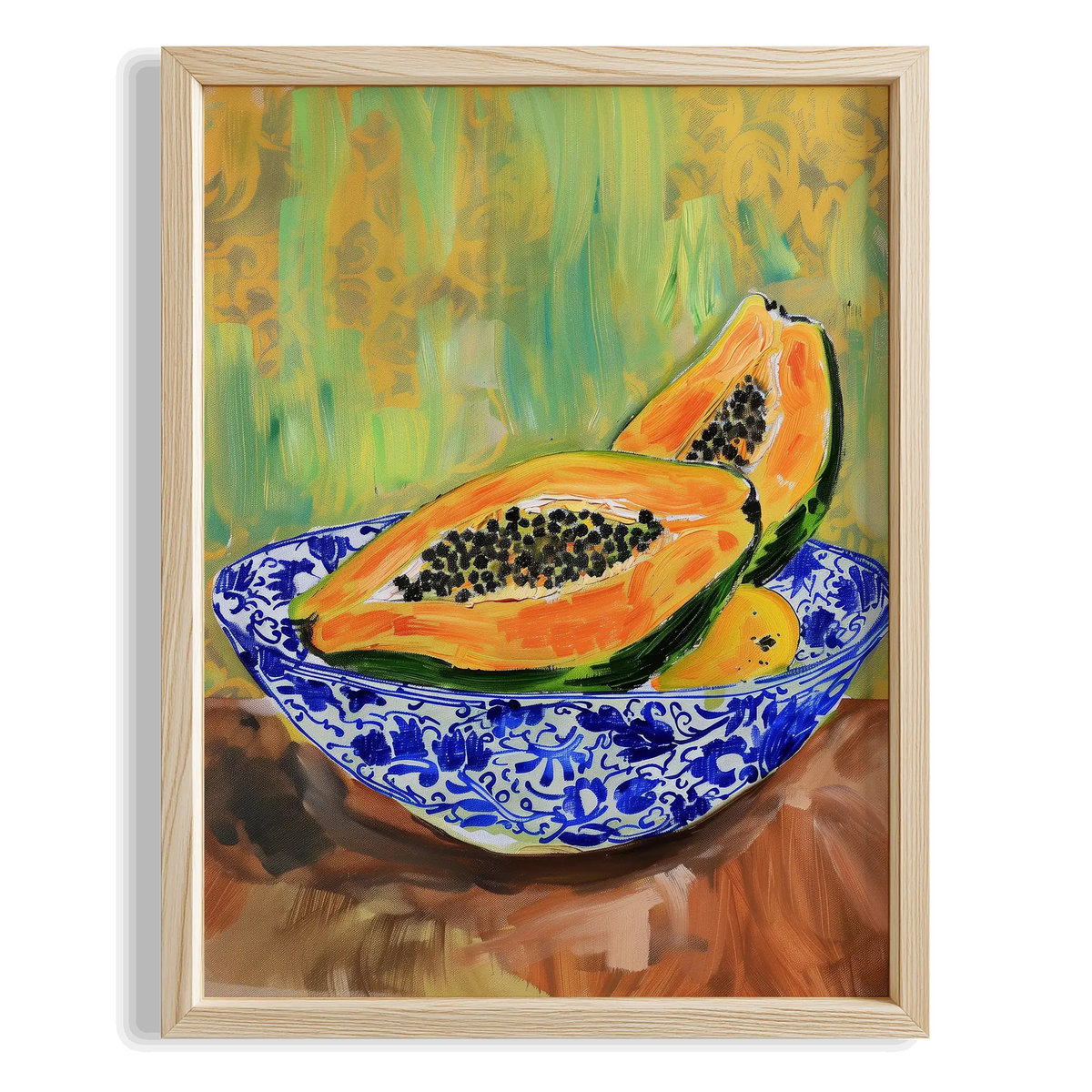 Papaya ve Seramik Kase Akdeniz Koleksiyonu Mutfak Duvar Tablosu II