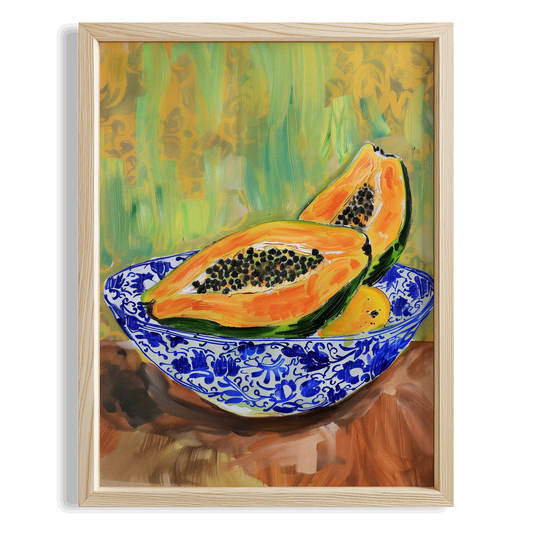 Papaya ve Seramik Kase Akdeniz Koleksiyonu Mutfak Duvar Tablosu II