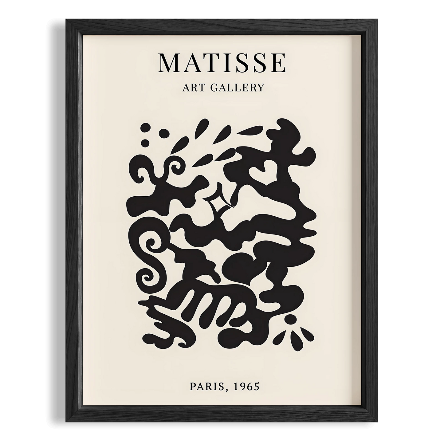 Matisse Kağıt Kesimleri Serisi Siyah Soyut Dal ve Çiçek Deseni I Duvar Tablosu
